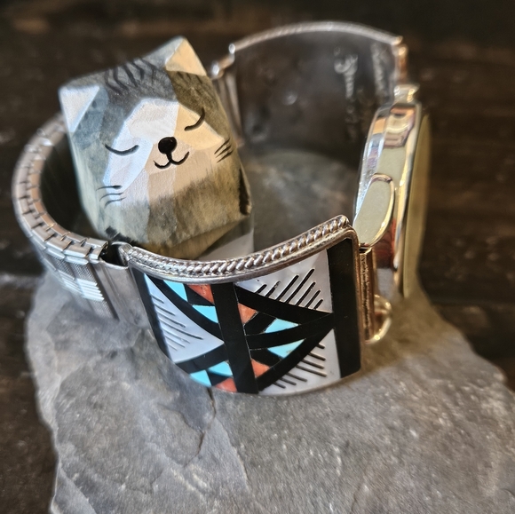 Amazing Vintage Sterling Silver Zuni Watch - Picture 10 of 15